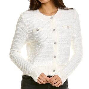 Catherine Malandrino Vintage Preppy Knitted Pearl Button Down Sweater Cardigan